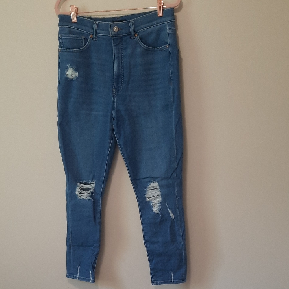 Express Blue Distressed Skinny Jeans
